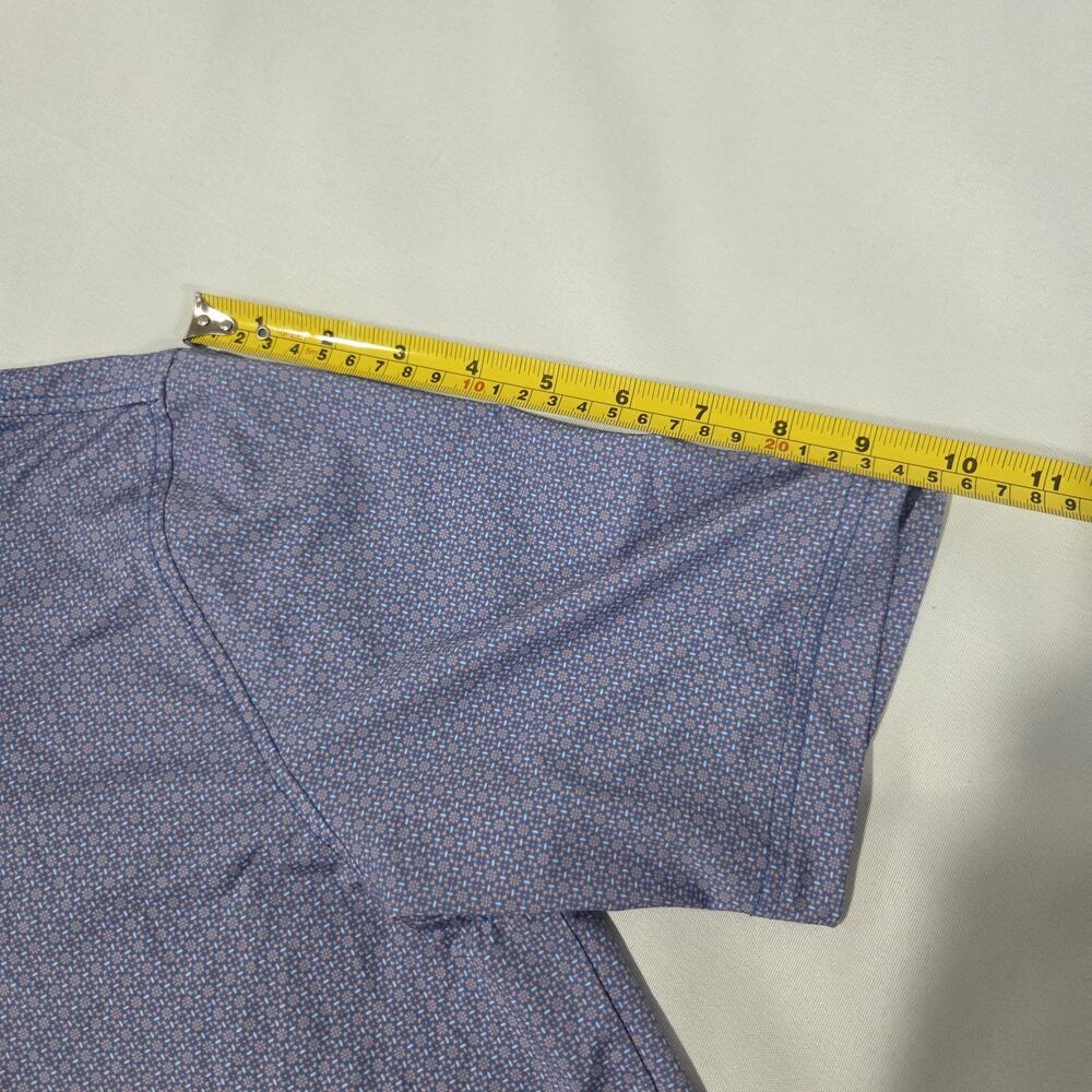 Hart Schaffner Marx Polo Shirt Men's Small Blue Geometric Print Luxury Golf - Picture 7 of 8